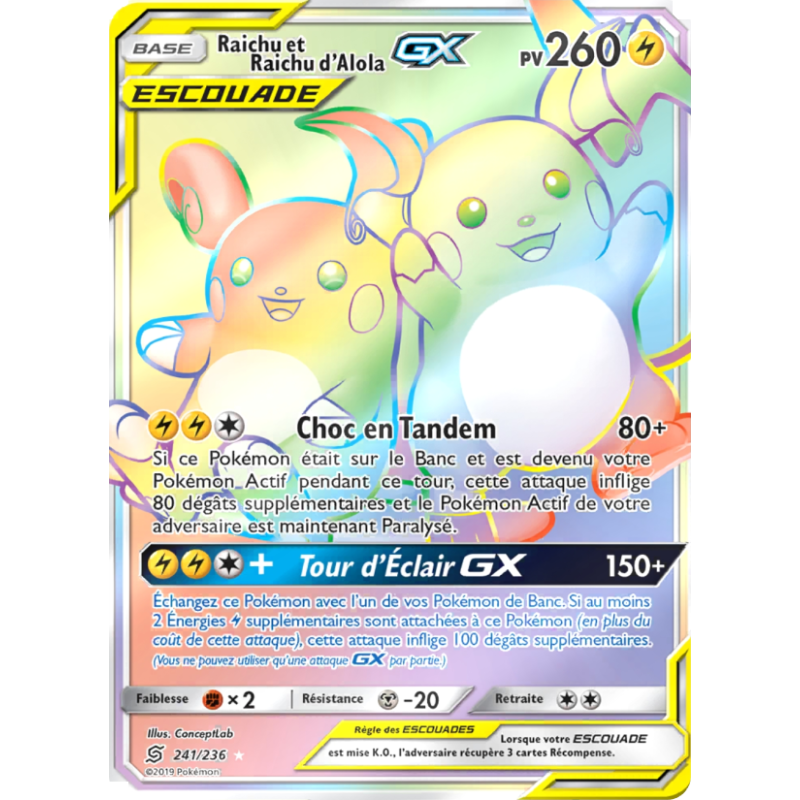 Raichu et Raichu d’Alola GX 241/236